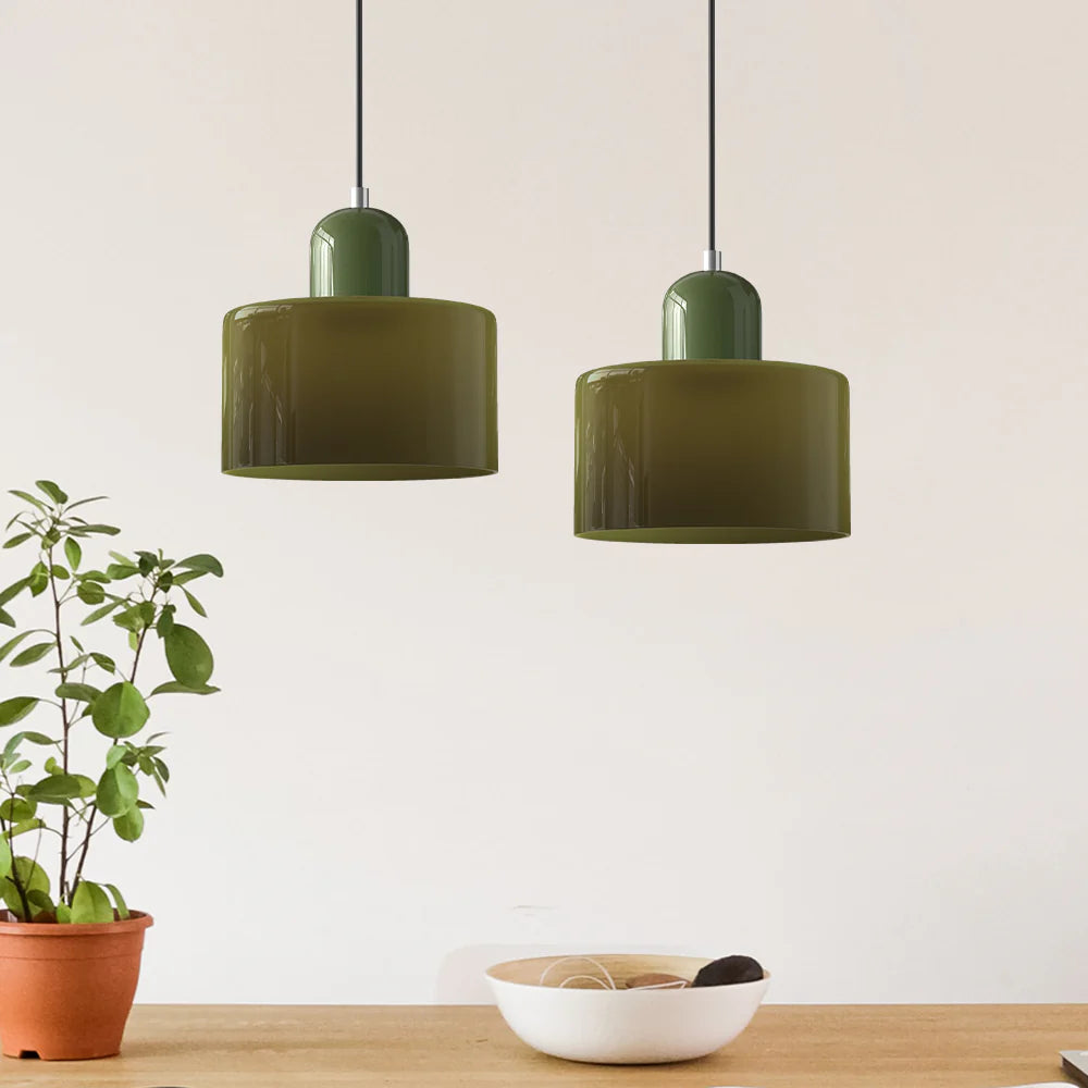 Bau - cylindryczna lampa wisząca z kolorowego szkła 2