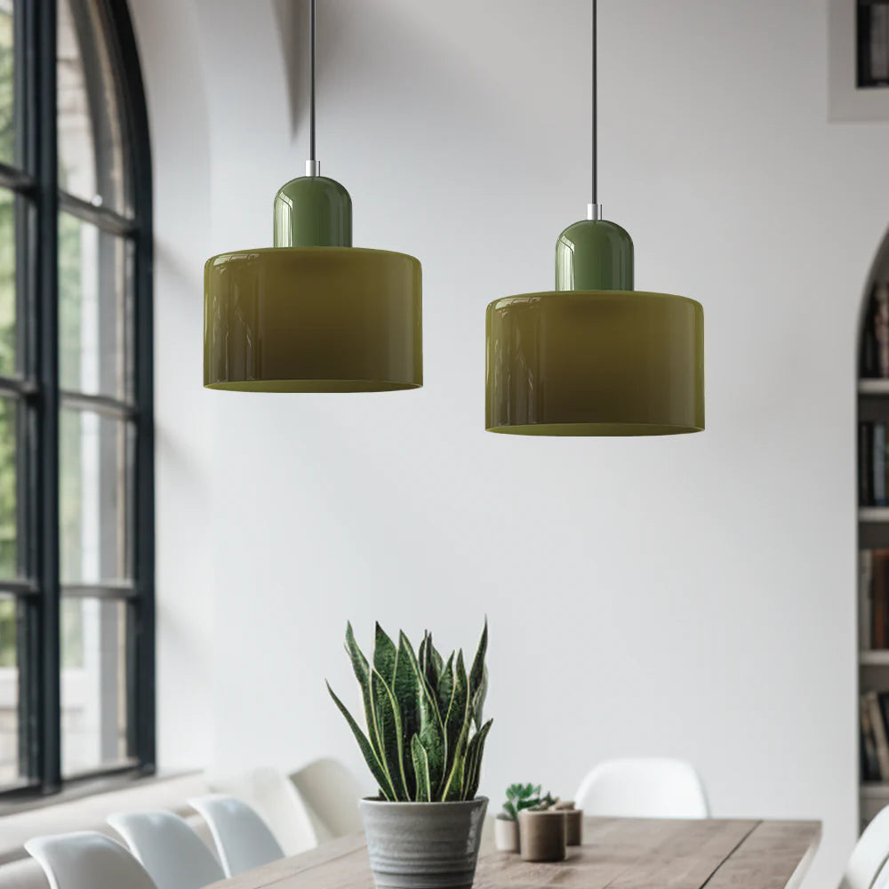 Bau - cylindryczna lampa wisząca z kolorowego szkła 3