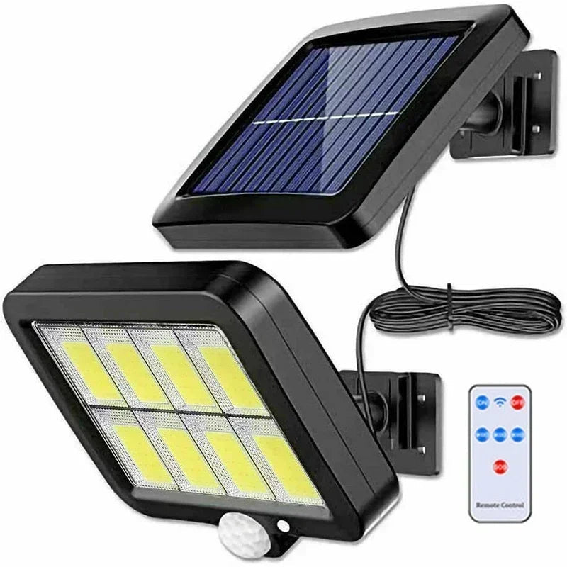 Lampa Solarna LED COB z Czujnikiem Ruchu – Wodoodporna Lampy Solarne Ogrodowe, 100 Diod, IP65, 3 Tryby Oświetlenia 0