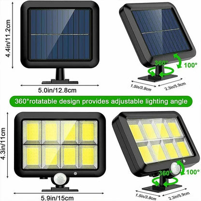 Lampa Solarna LED COB z Czujnikiem Ruchu – Wodoodporna Lampy Solarne Ogrodowe, 100 Diod, IP65, 3 Tryby Oświetlenia 2