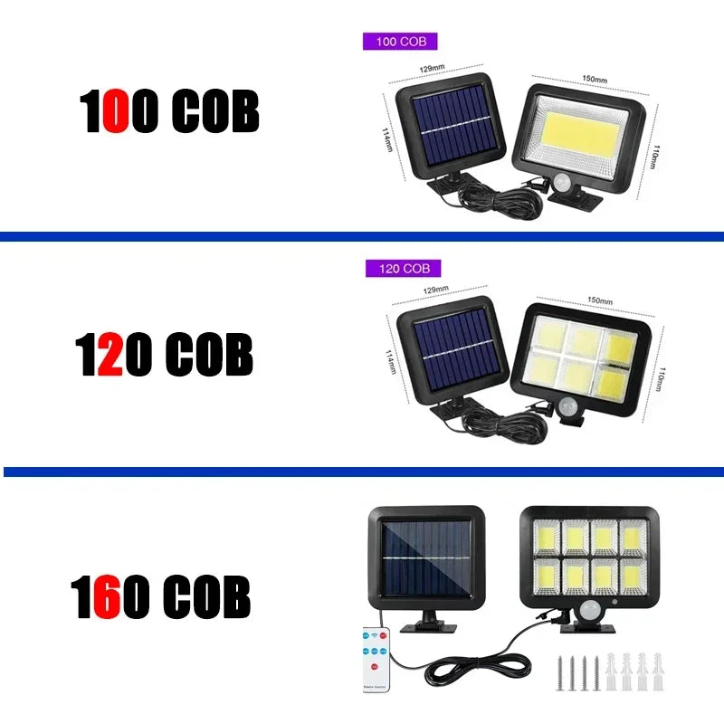 Lampa Solarna LED COB z Czujnikiem Ruchu – Wodoodporna Lampy Solarne Ogrodowe, 100 Diod, IP65, 3 Tryby Oświetlenia 5