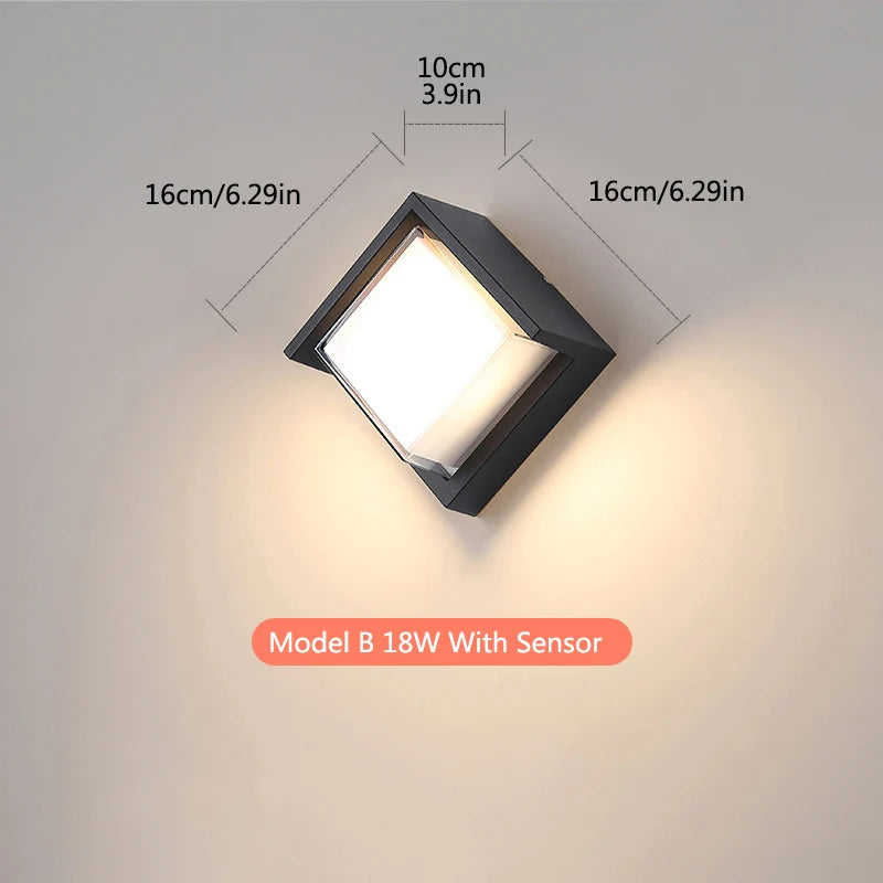 Lampa Zewnętrzna LED z Czujnikiem Ruchu, Wodoodporna, Minimalistyczny Design do Ogrodu i Przy Drzwiach 5