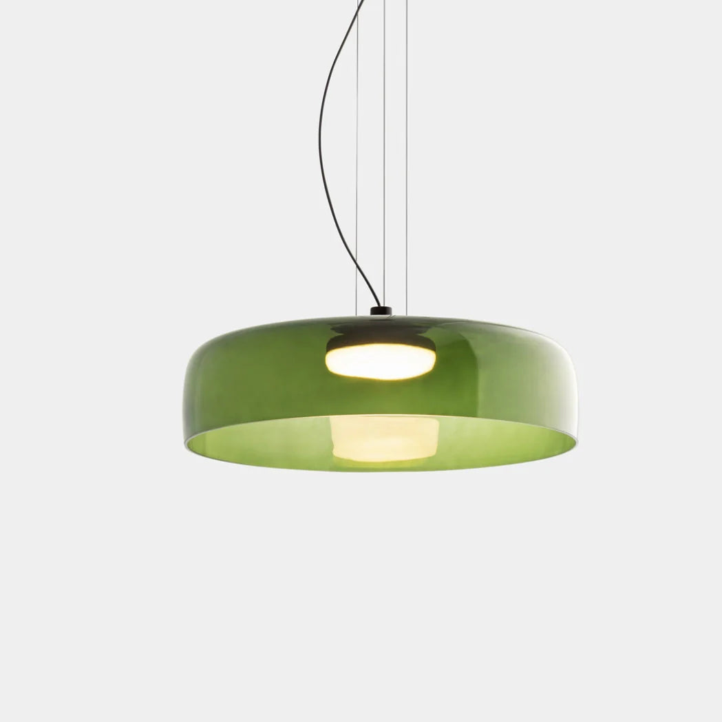 Nowoczesna szklana lampa wisząca z kloszem warstwowym – design inspirowany stylem retro 0