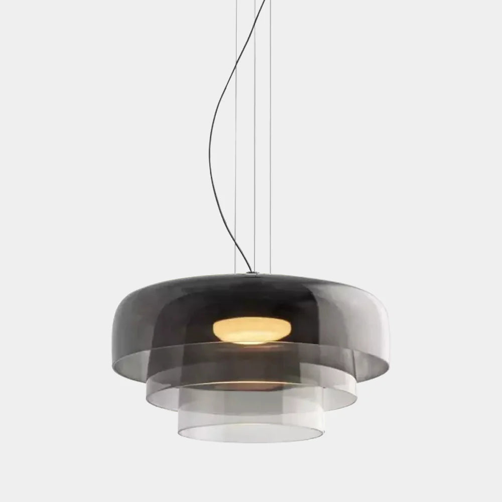 Nowoczesna szklana lampa wisząca z kloszem warstwowym – design inspirowany stylem retro 12