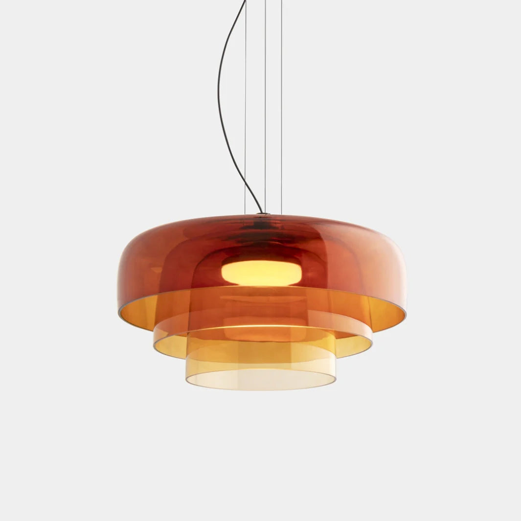 Nowoczesna szklana lampa wisząca z kloszem warstwowym – design inspirowany stylem retro 13