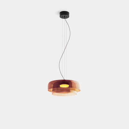 Nowoczesna szklana lampa wisząca z kloszem warstwowym – design inspirowany stylem retro 2