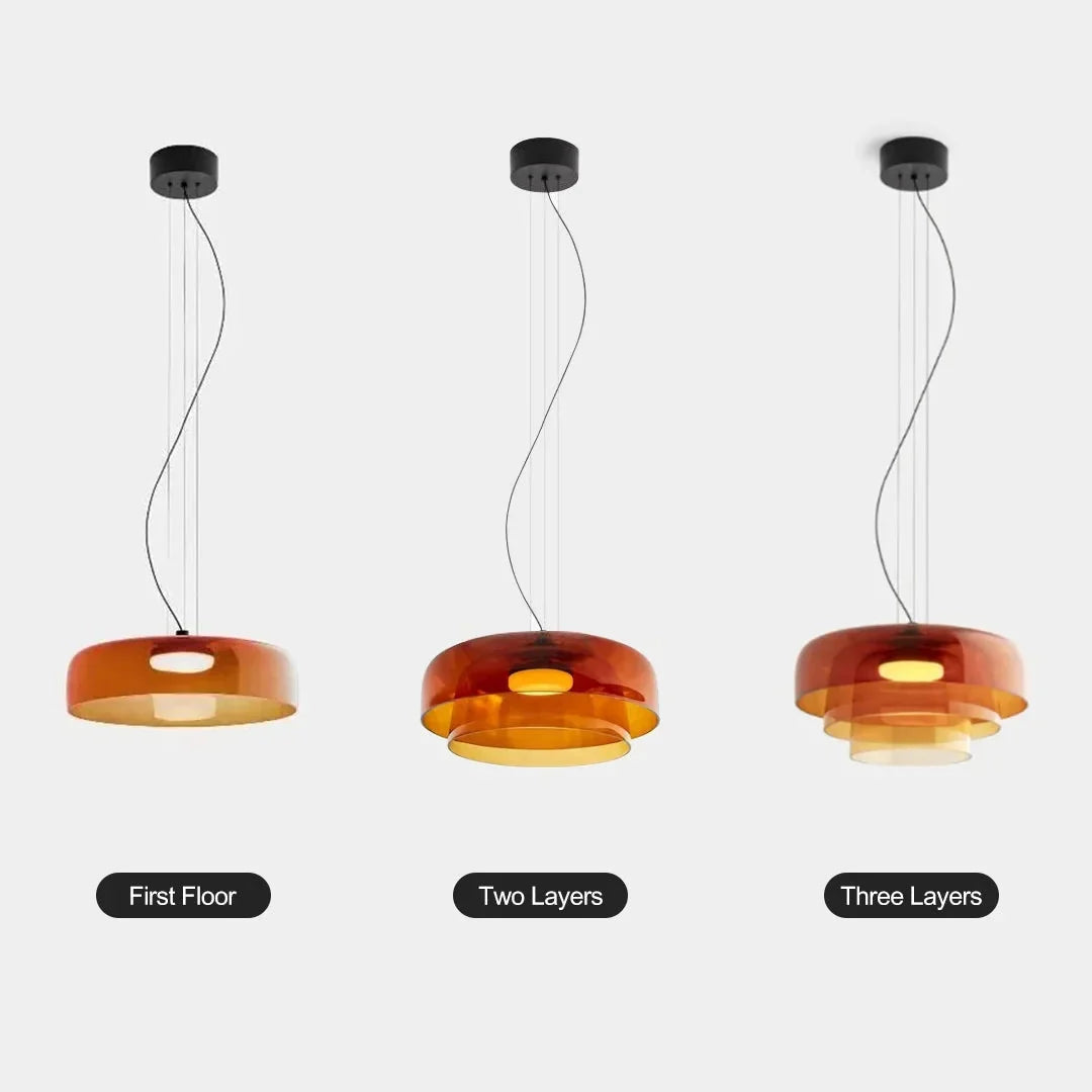 Nowoczesna szklana lampa wisząca z kloszem warstwowym – design inspirowany stylem retro 5