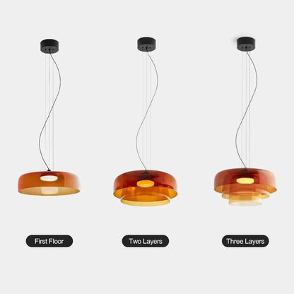 Nowoczesna szklana lampa wisząca z kloszem warstwowym – design inspirowany stylem retro 5