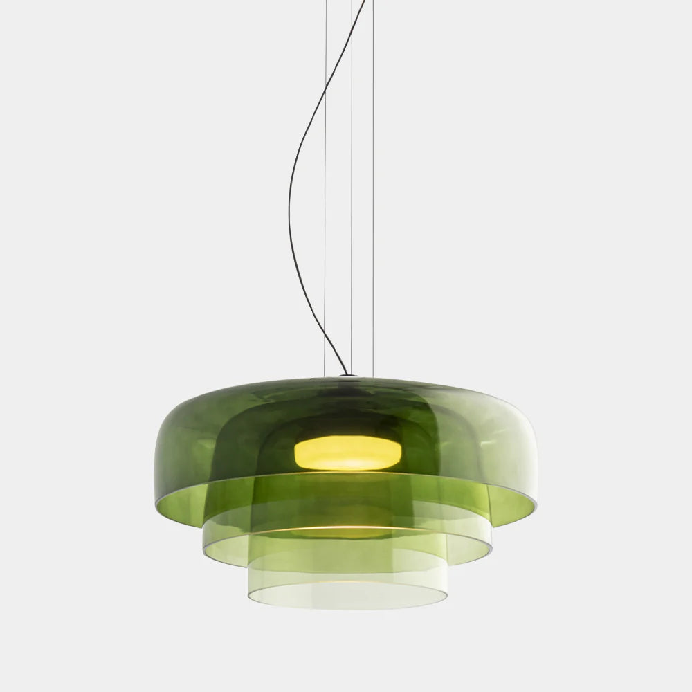 Nowoczesna szklana lampa wisząca z kloszem warstwowym – design inspirowany stylem retro 6