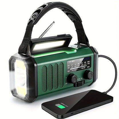 Radio Awaryjne 10 000 mAh z Powerbankiem, Panel Słoneczny, Korba, USB-C, LED, Alarm SOS, Kompas – Wielofunkcyjne, Kompaktowe 0
