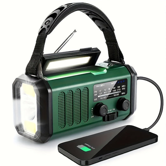 Radio Awaryjne 10 000 mAh z Powerbankiem, Panel Słoneczny, Korba, USB-C, LED, Alarm SOS, Kompas – Wielofunkcyjne, Kompaktowe 0