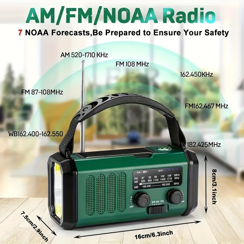 Radio Awaryjne 10 000 mAh z Powerbankiem, Panel Słoneczny, Korba, USB-C, LED, Alarm SOS, Kompas – Wielofunkcyjne, Kompaktowe 2