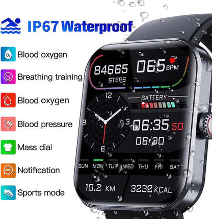 Smartwatch z nieinwazyjnym pomiarem glukozy, monitorowanie tętna i snu – 1,91 cala, wodoodporny 4