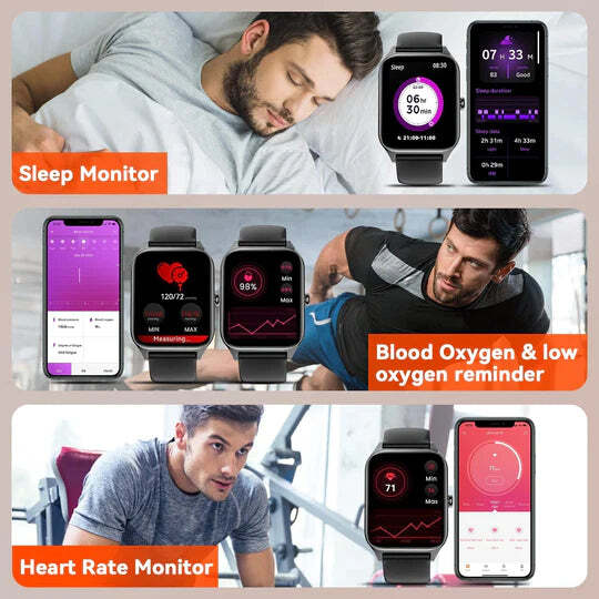 Smartwatch z nieinwazyjnym pomiarem glukozy, monitorowanie tętna i snu – 1,91 cala, wodoodporny 5