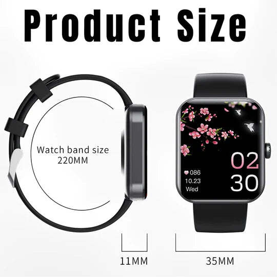 Smartwatch z nieinwazyjnym pomiarem glukozy, monitorowanie tętna i snu – 1,91 cala, wodoodporny 7