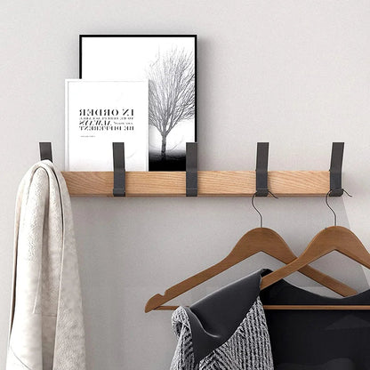 Wieszak Ścienny na Ubrania z Ruchomymi Haczykami – Skandynawski Design z Drewna i Aluminium do Przedpokoju 2