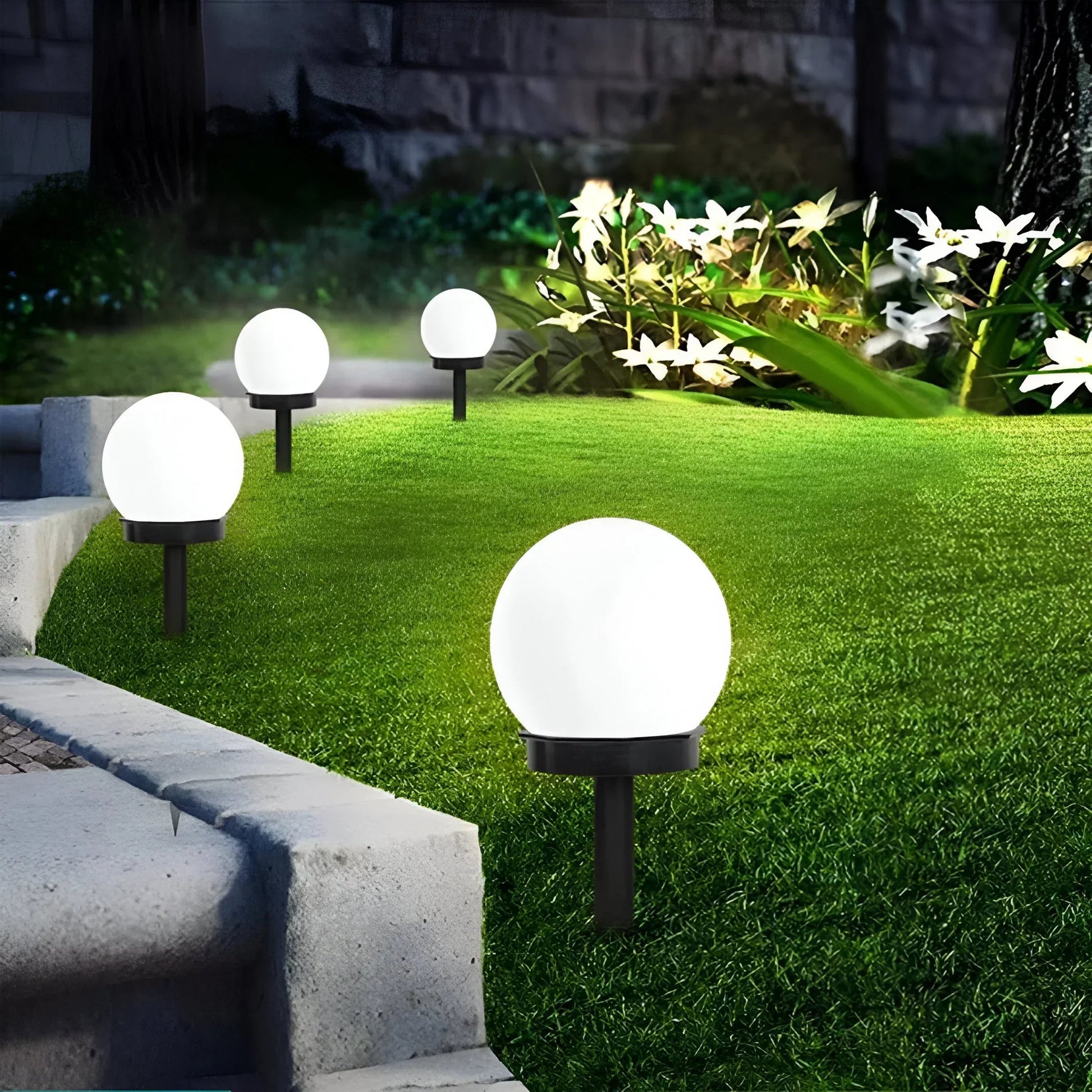 Zestaw 3 Wodoodpornych Lamp Solarnych do Ścieżek – Nowoczesne Oświetlenie Ogrodowe, Lampa Zewnętrzna z Panele Słonecznymi 0