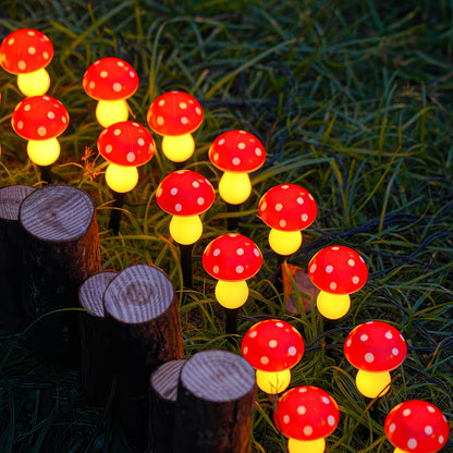 Solarne Lampki Ogrodowe LED Grzybki 10 szt | 12 Trybów | Wodoodporne IPX4 | Dekoracja Ogrodu